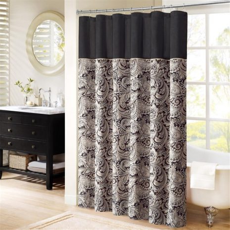 Traditional Black Jacquard Print Shower Curtain - Byrne's Crate Traditional Black Jacquard Print Shower Curtain - Byrne's Crate
