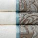 Traditional Brown Jacquard Print Terry cloth Towel Suite Stacked closeup