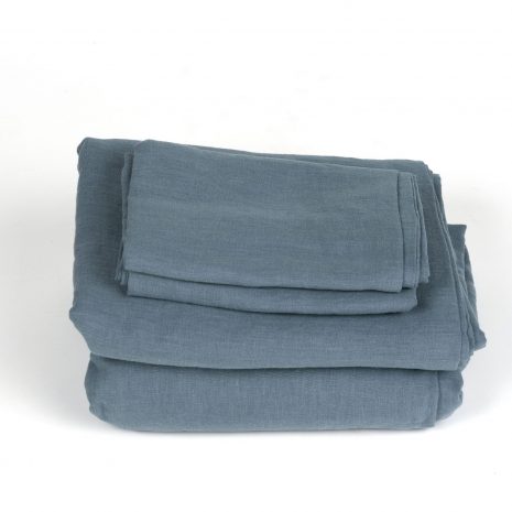 FBS Deep Pool Blue Linen Sheet Sets Top 4